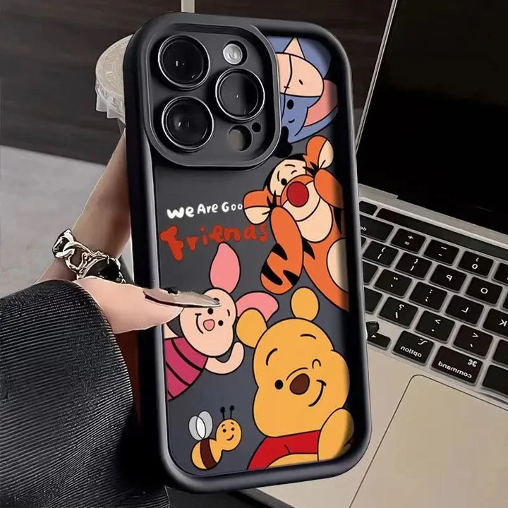 Disney Winnie Pooh Luxury Phone Case For iPhone 15 14 Pro Silicone Cover