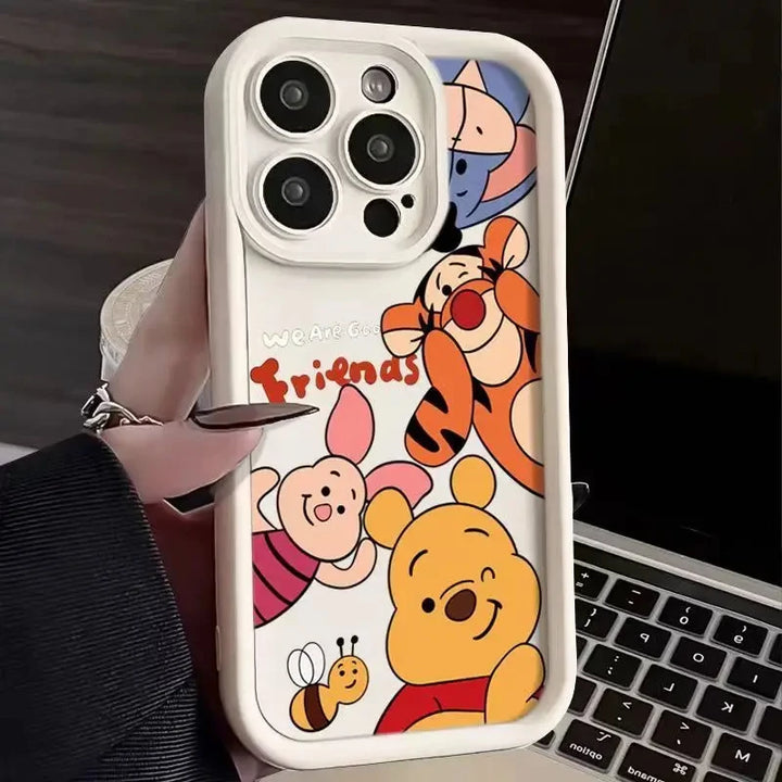 Disney Winnie Pooh Luxury Phone Case For iPhone 15 14 Pro Silicone Cover