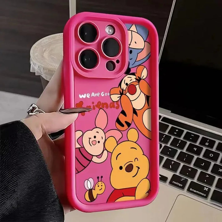 Disney Winnie Pooh Luxury Phone Case For iPhone 15 14 Pro Silicone Cover